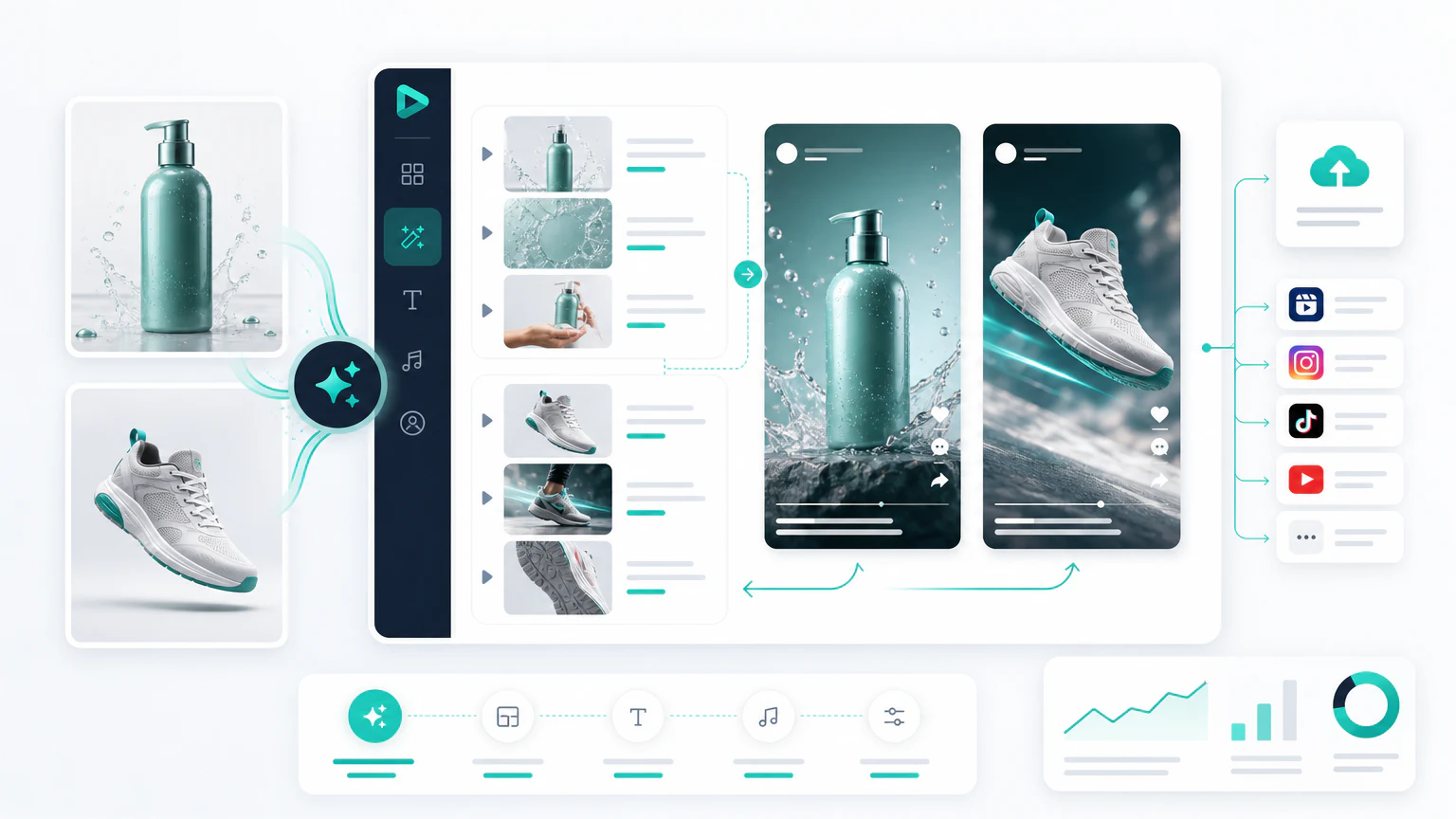 AI product video generator workflow turning product images into vertical video ads