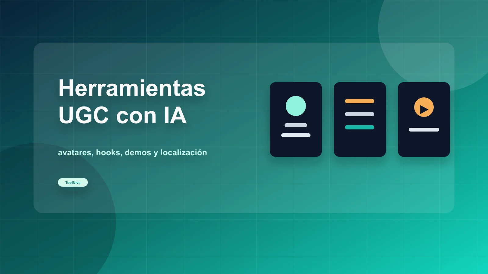 Comparativa visual de herramientas UGC con IA para avatares, hooks, demos de producto y localización