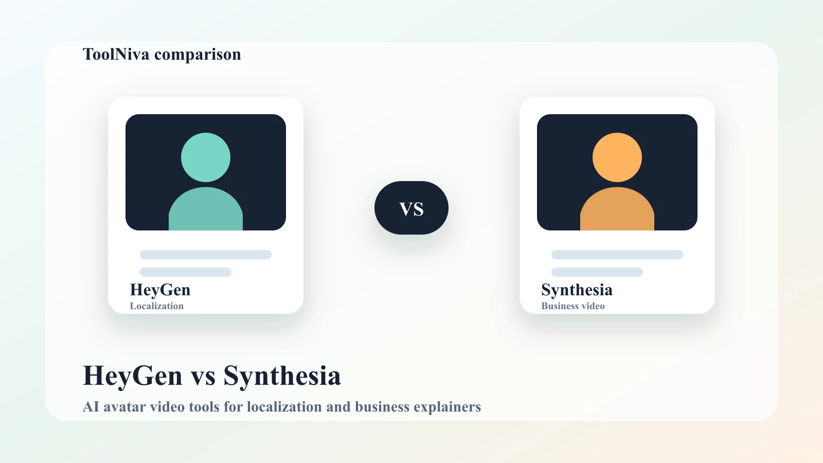 Side-by-side comparison of HeyGen and Synthesia AI avatar video platforms