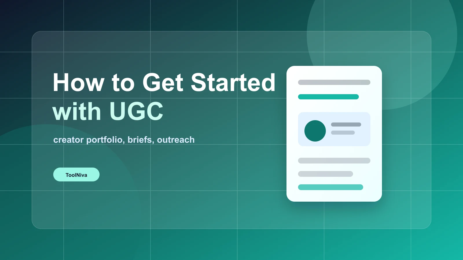 UGC creator workflow with portfolio samples, brand briefs, outreach, and creator-style video assets