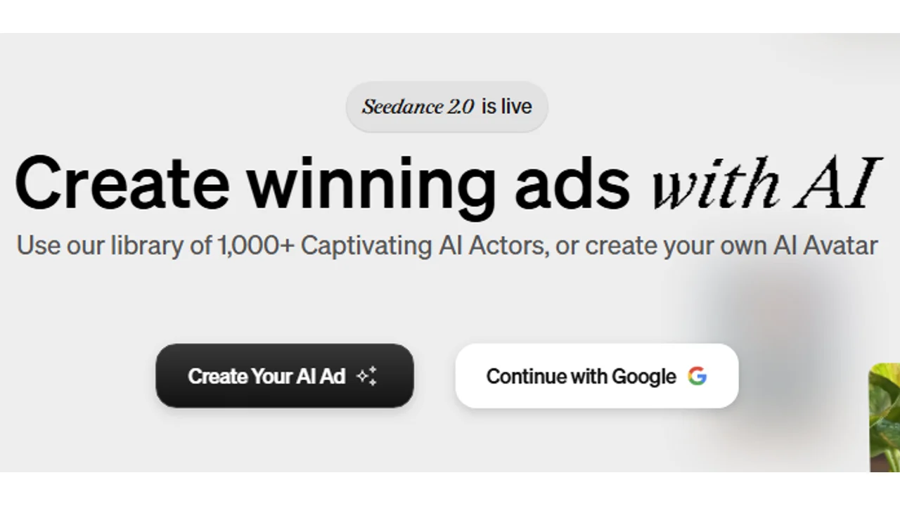 Arcads homepage hero for creating winning ads with AI actors and custom AI avatars