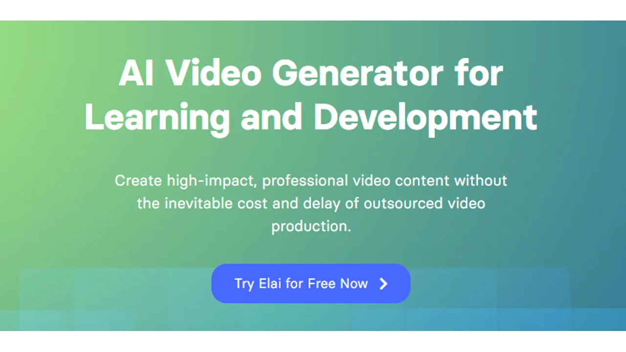 Página principal de Elai para generación de vídeo IA en aprendizaje y desarrollo