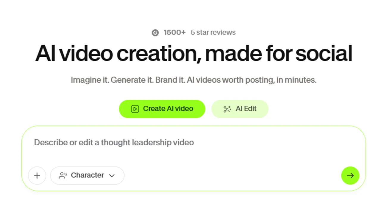 Página de VEED para creación y edición de vídeo social